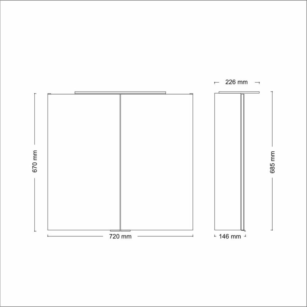 Speglaskápur 72x68,5cm LED Jokey Lightblade Hvítur