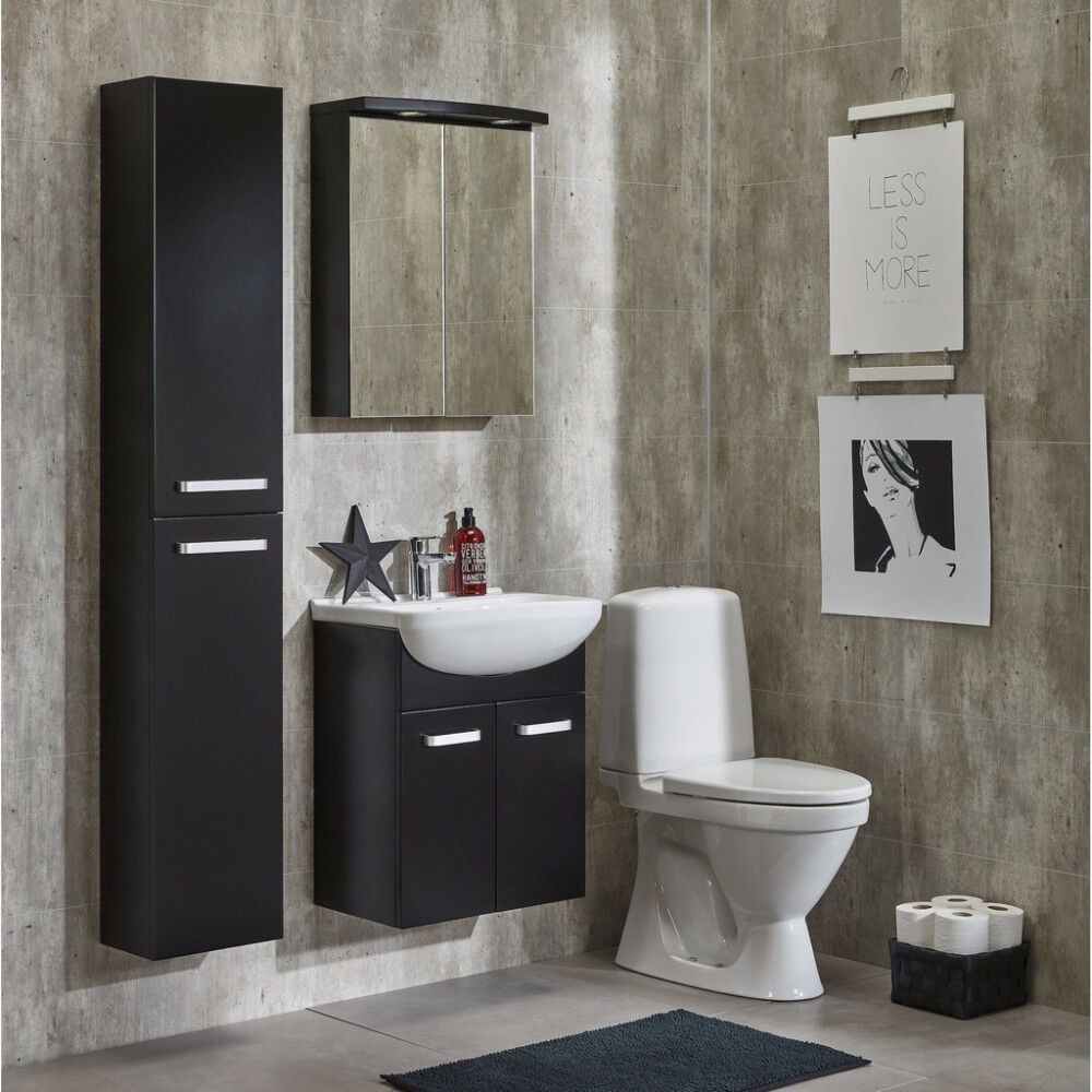 Baðskápur hár 30x20x170cm Camargue Svartur