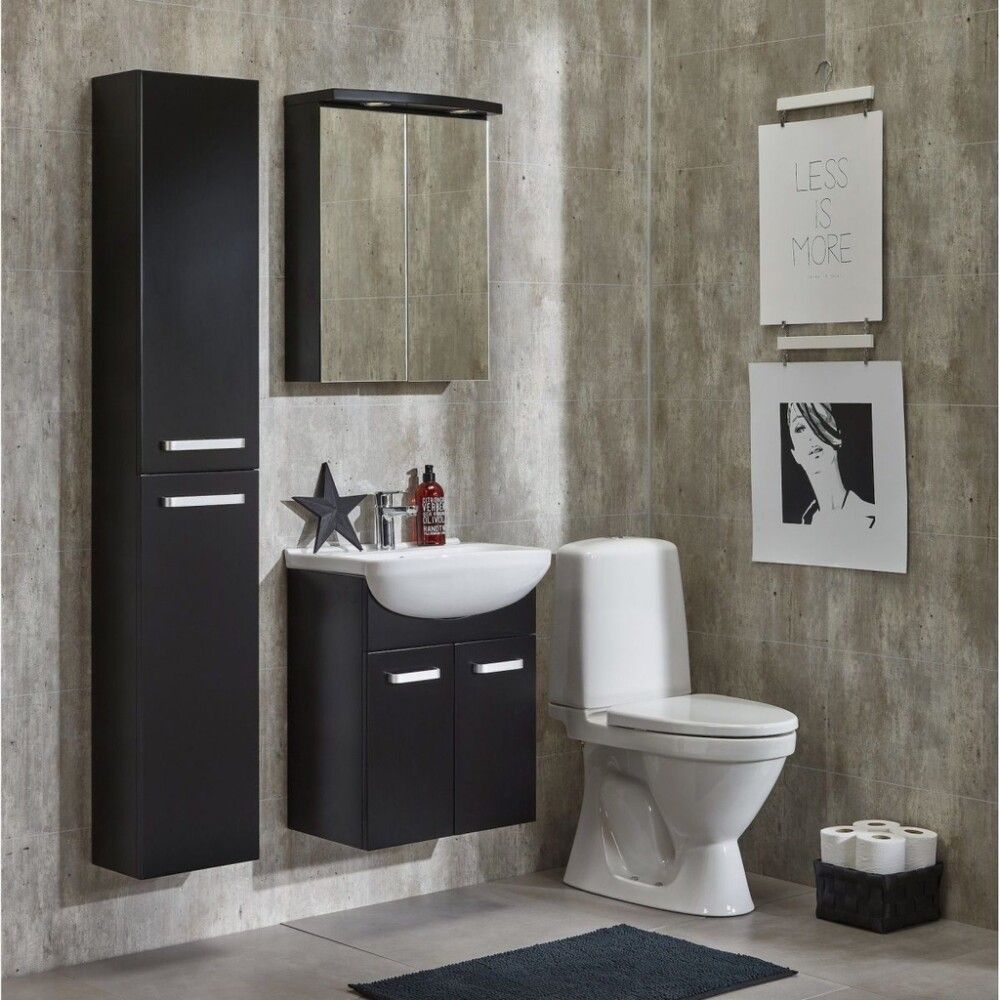 Baðskápur hár 30x20x170cm Camargue Svartur