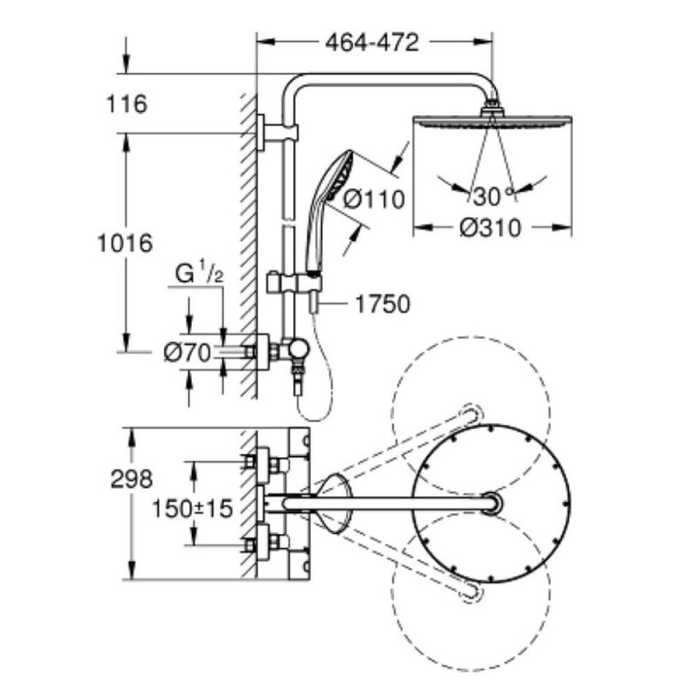 Sturtusett Grohe Euphoria 310 Brushed warm sunset