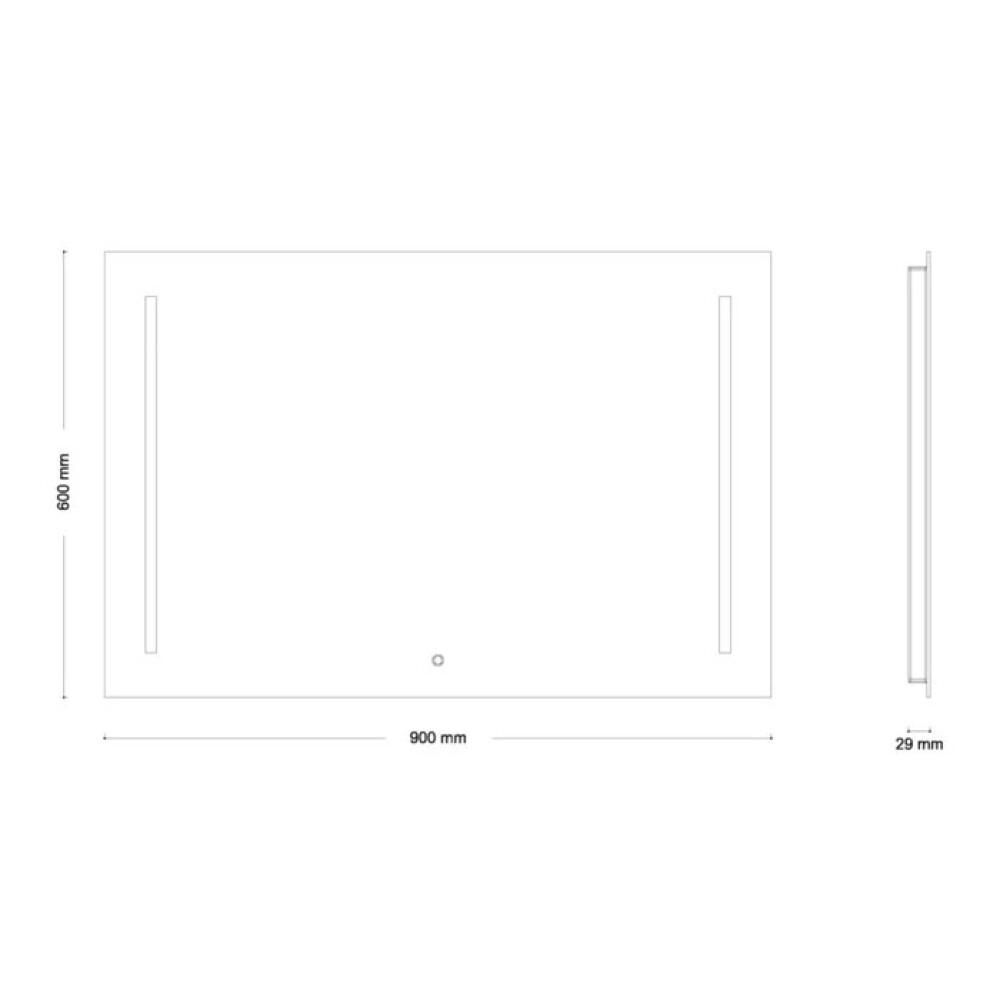 Spegill 90x60cm LED Sirius III Ferhyrndur