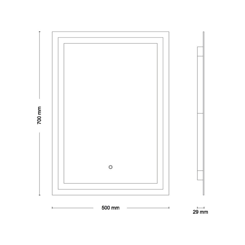 Spegill 50x70cm LED Jokey Framelight II Ferhyrndur