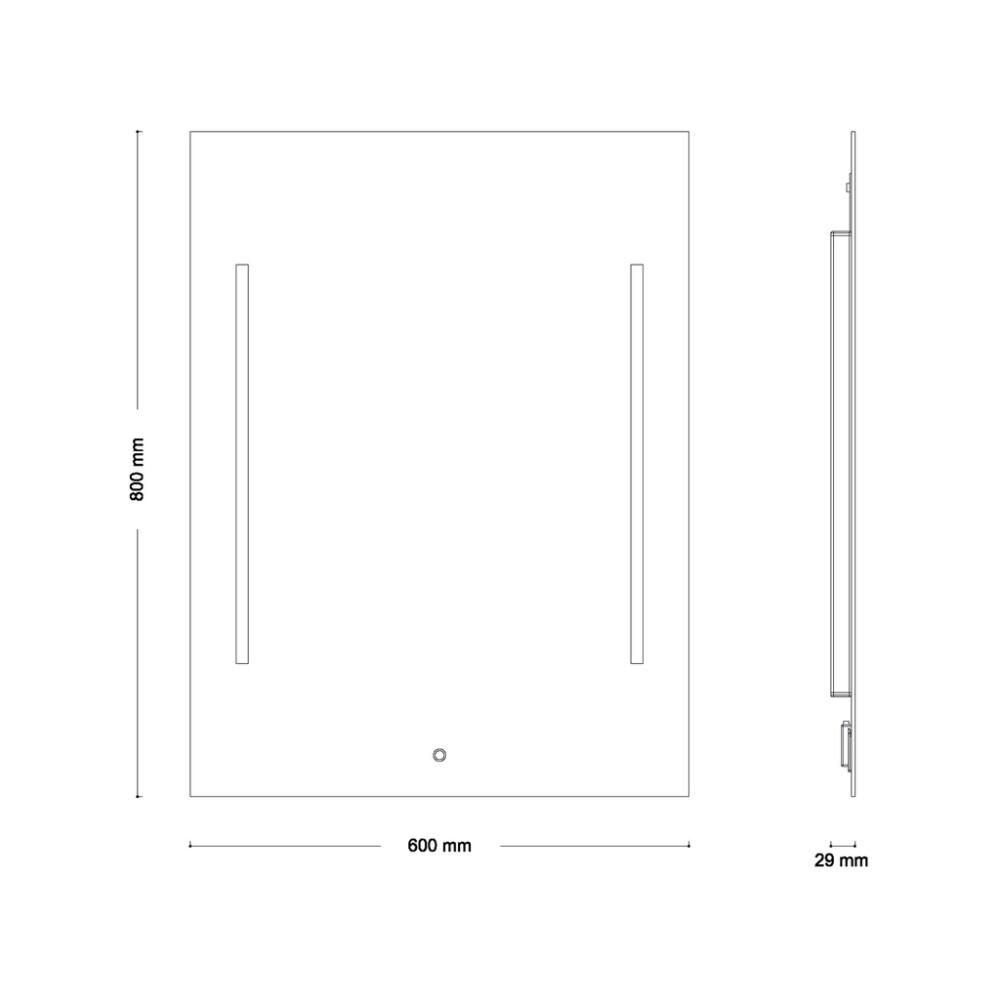 Spegill 60x80cm LED Sirius II Ferhyrndur