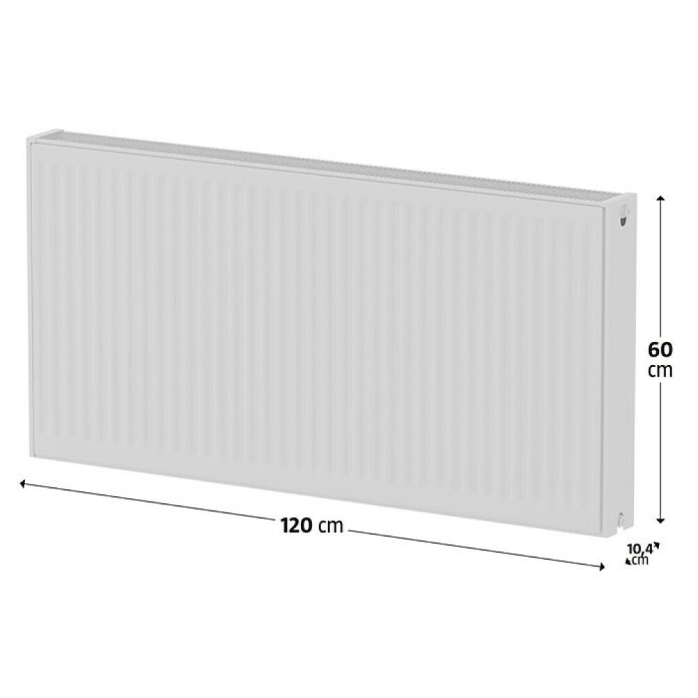 Miðstöðvarofn tvöfaldur 600x1200 mm hvítur