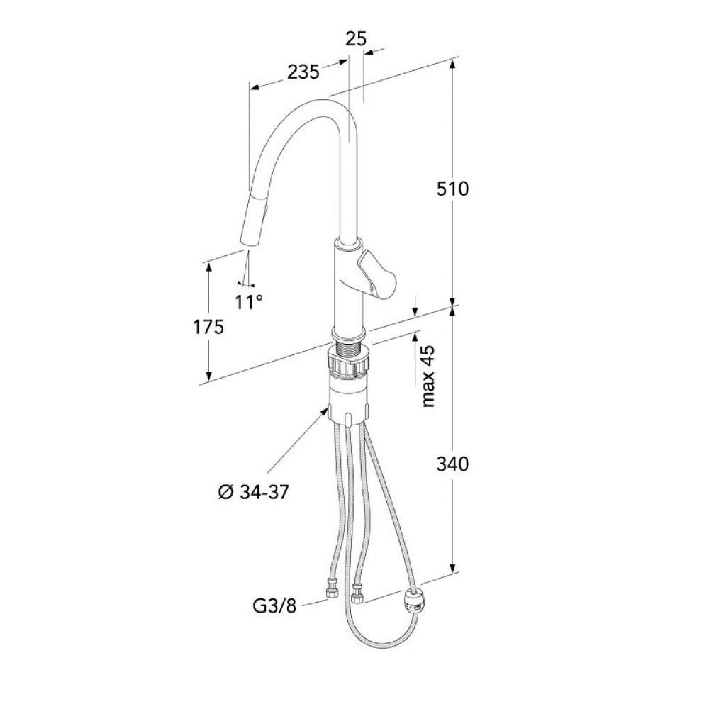 Eldhústæki Gustavsberg Epic Matt Svart útdraganlegur stútur