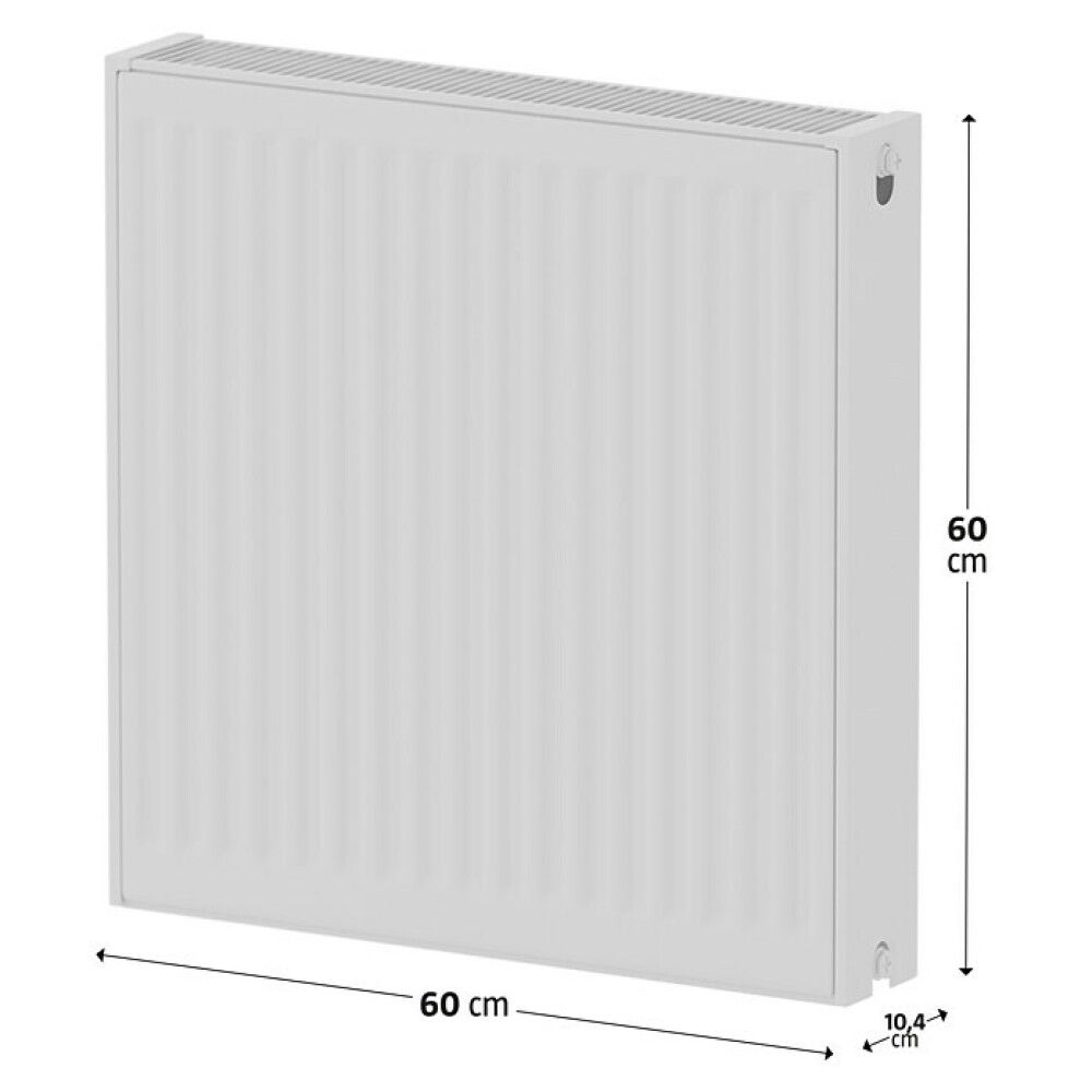 Miðstöðvarofn tvöfaldur 600x600 mm hvítur