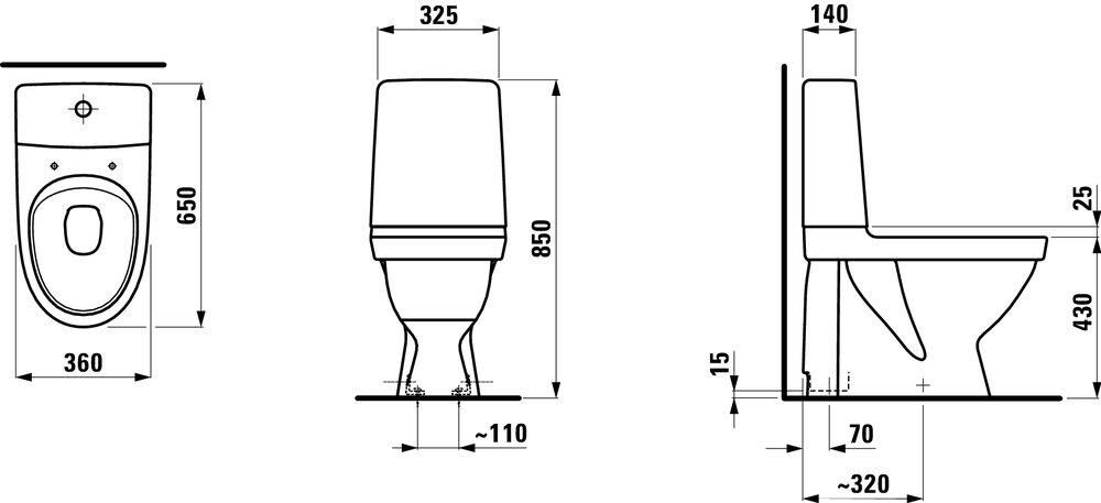 Salerni S-lás án skolbrúnar Laufen Kompas án setu