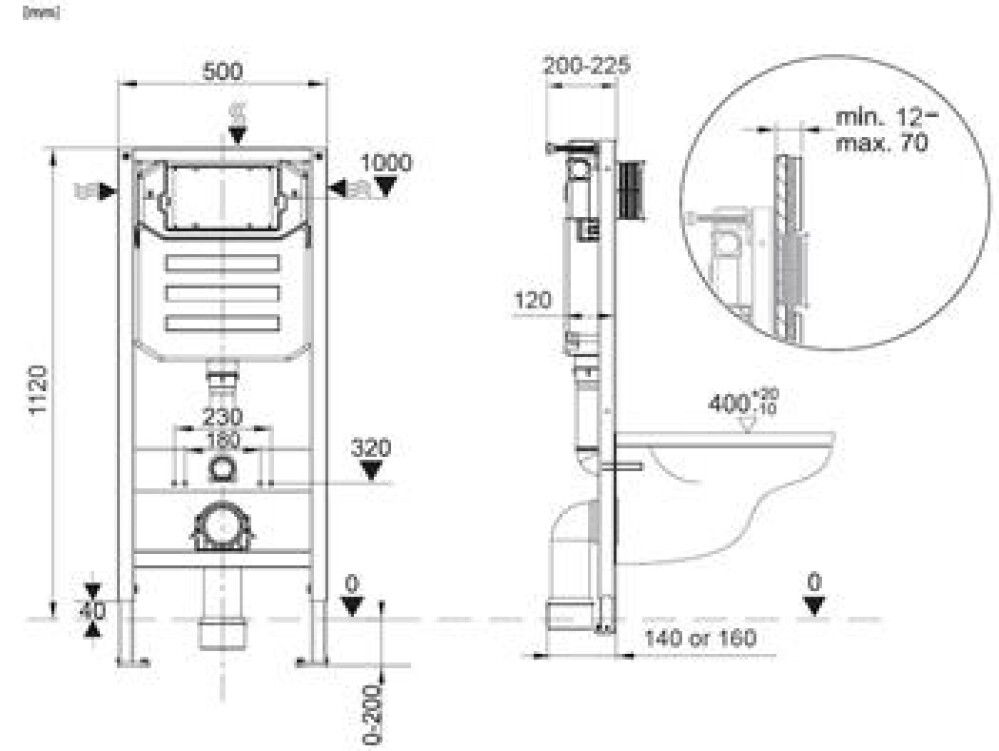 Innbyggður salerniskassi 112cm Laufen Roca Duplo N
