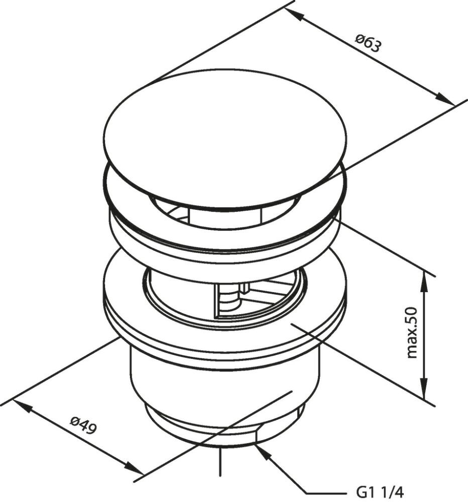 Botnventill 1 1/4" smella Damixa Matt-Svartur