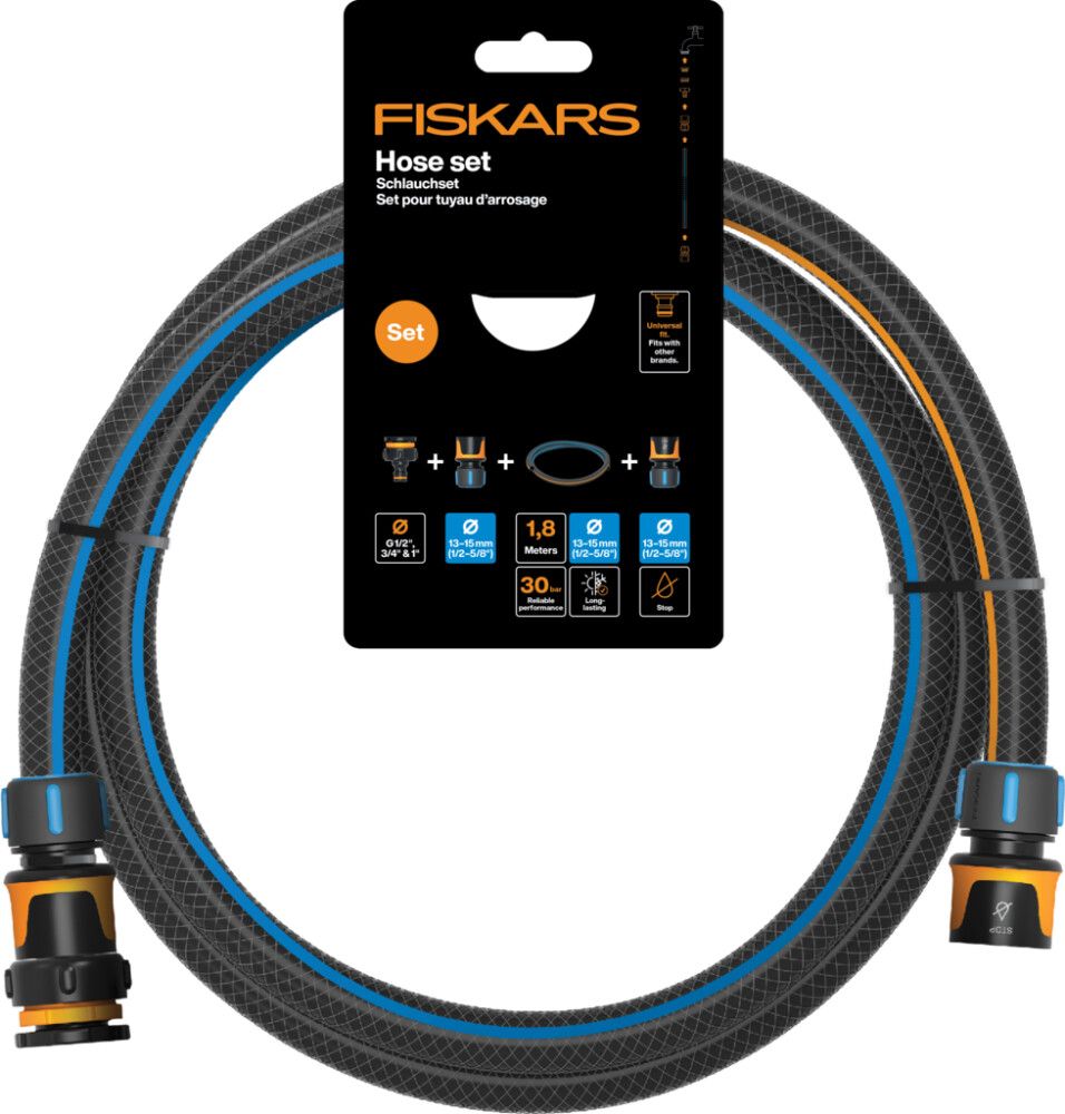 Vatnsslanga með hraðtengjum 1/2" 1,8m Fiskars start