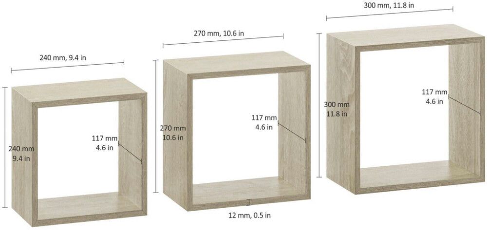 Hillusett 117x300x300mm Dolle SHELFE+ eik