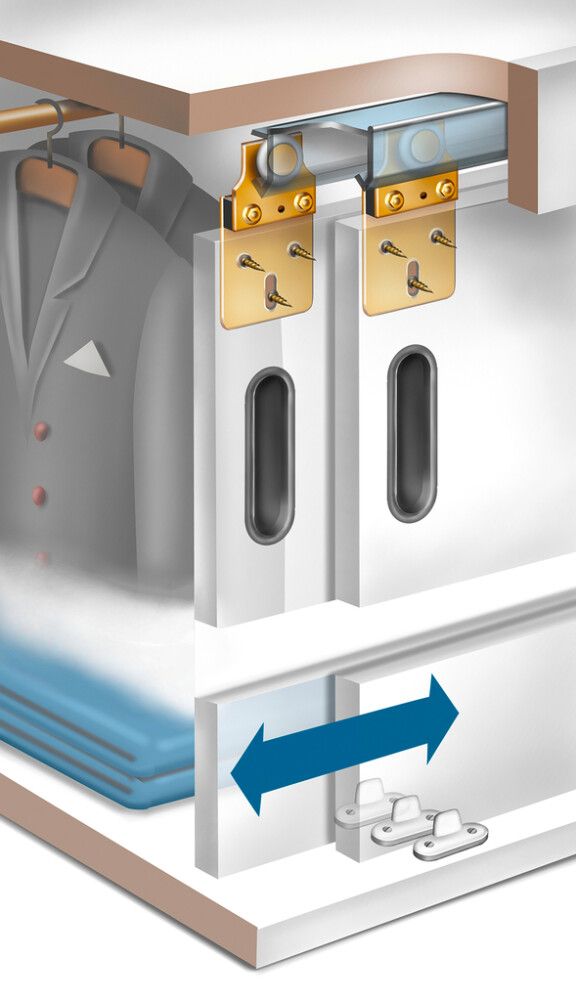 Rennihurðabraut 1200 mm hámark 28kg blá sería