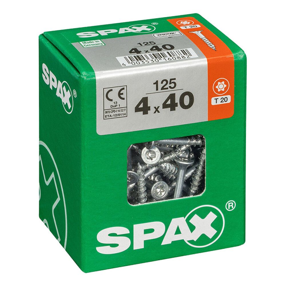 Tréskrúfur TX20 Ø4x40 mm 125 stk Spax Wirox