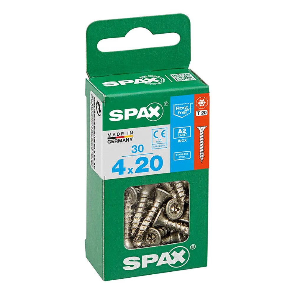 Tréskrúfur TX20 Ø4x20 mm 30 stk Spax A2