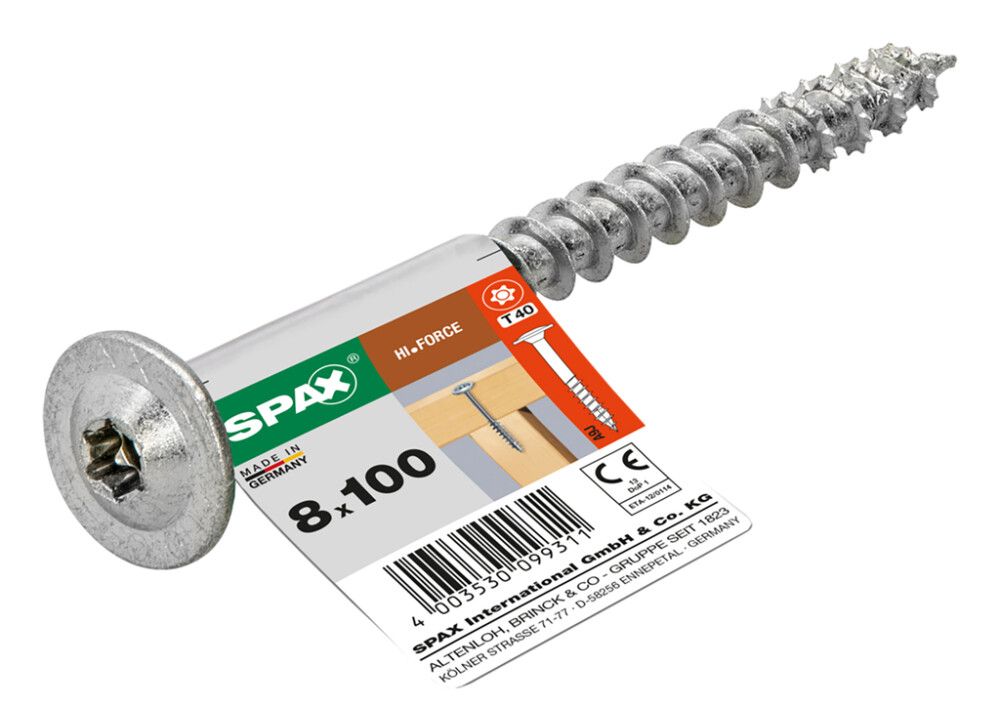 Tréskrúfa TX40 Ø8x100 mm 1 stk Spax A2
