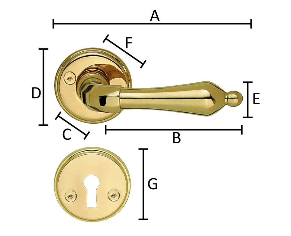 Hurðarhúnn Beslagsboden B250PNS pólerað messing