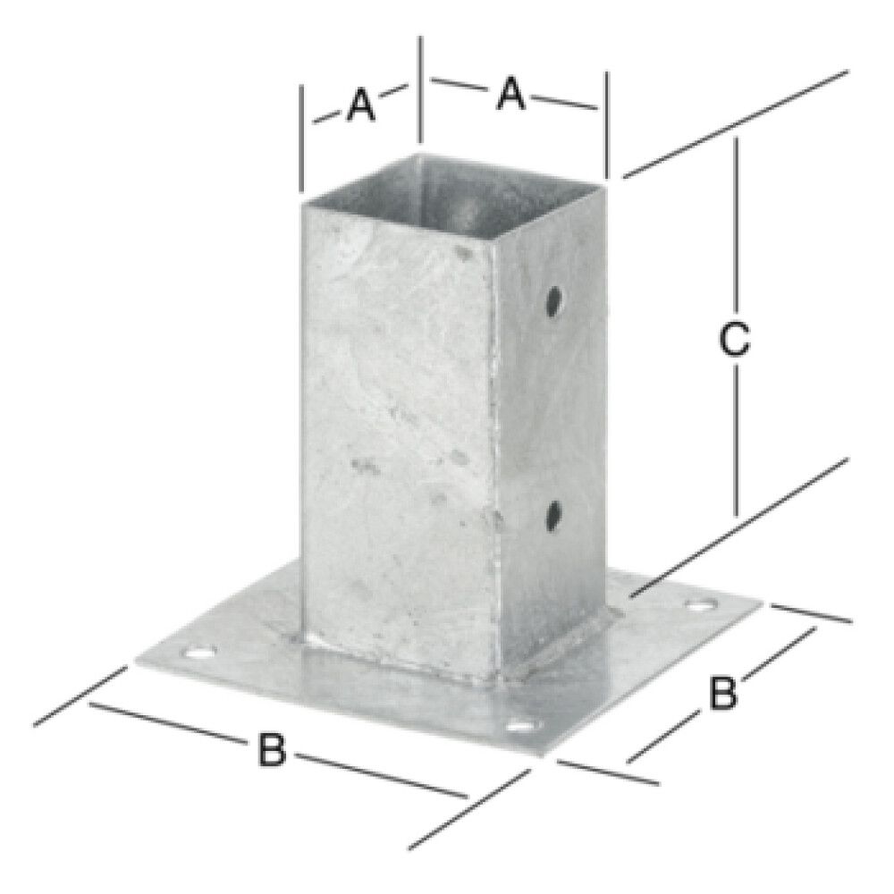 Staurafesting með platta 91x150x150mm Vormann galv.