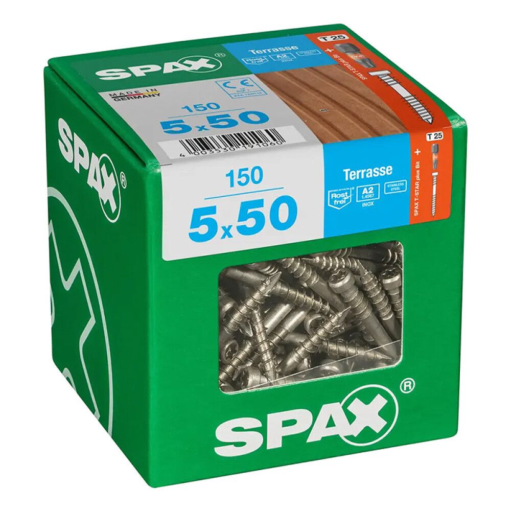 Pallaskrúfur TX25 Ø5x50 mm 150 stk Spax A2
