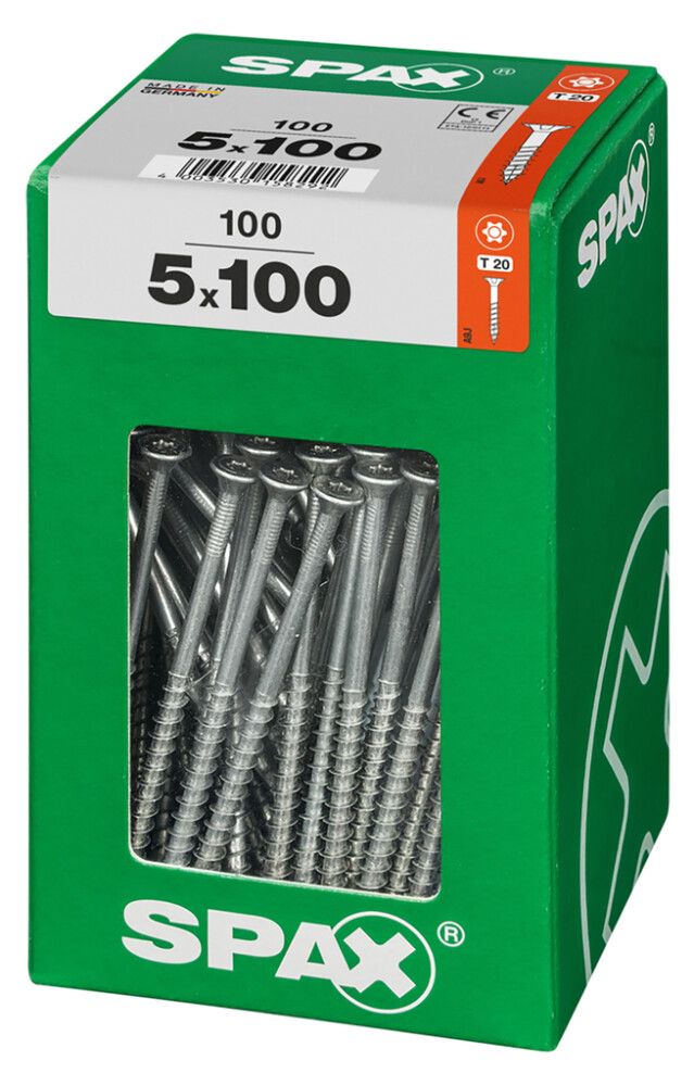 Tréskrúfur TX20 Ø5x100 mm 100 stk Spax wirox
