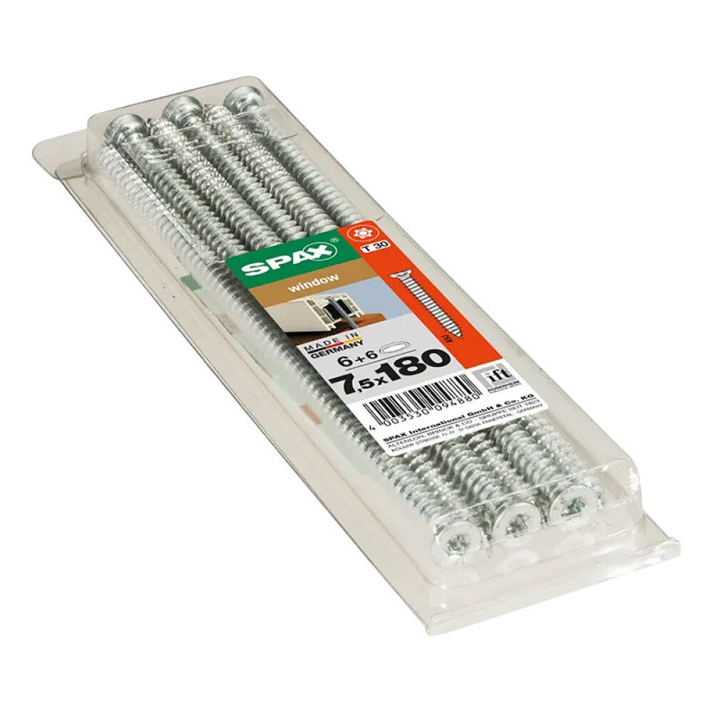 Karmskrúfur TX25 Ø7,5x180 mm 6 stk Spax A2