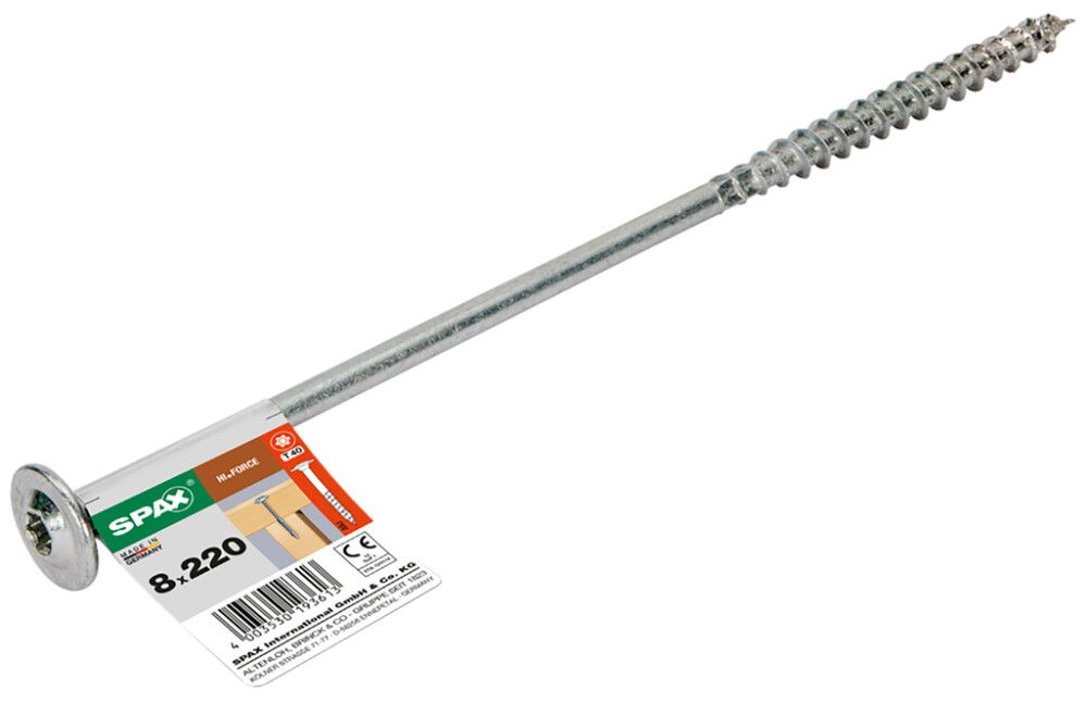 Tréskrúfa breiður haus TX40 Ø8x220 mm 1 stk Spax wirox