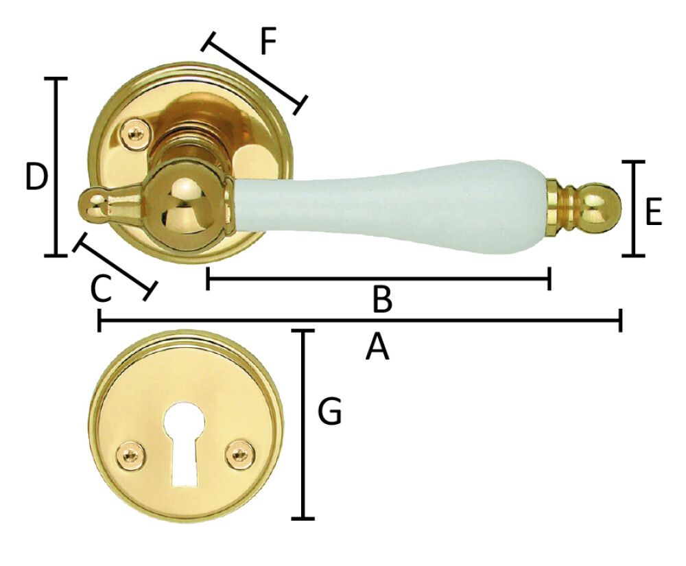 Hurðarhúnn Beslagsboden B275XPNS gylltur/hvítur