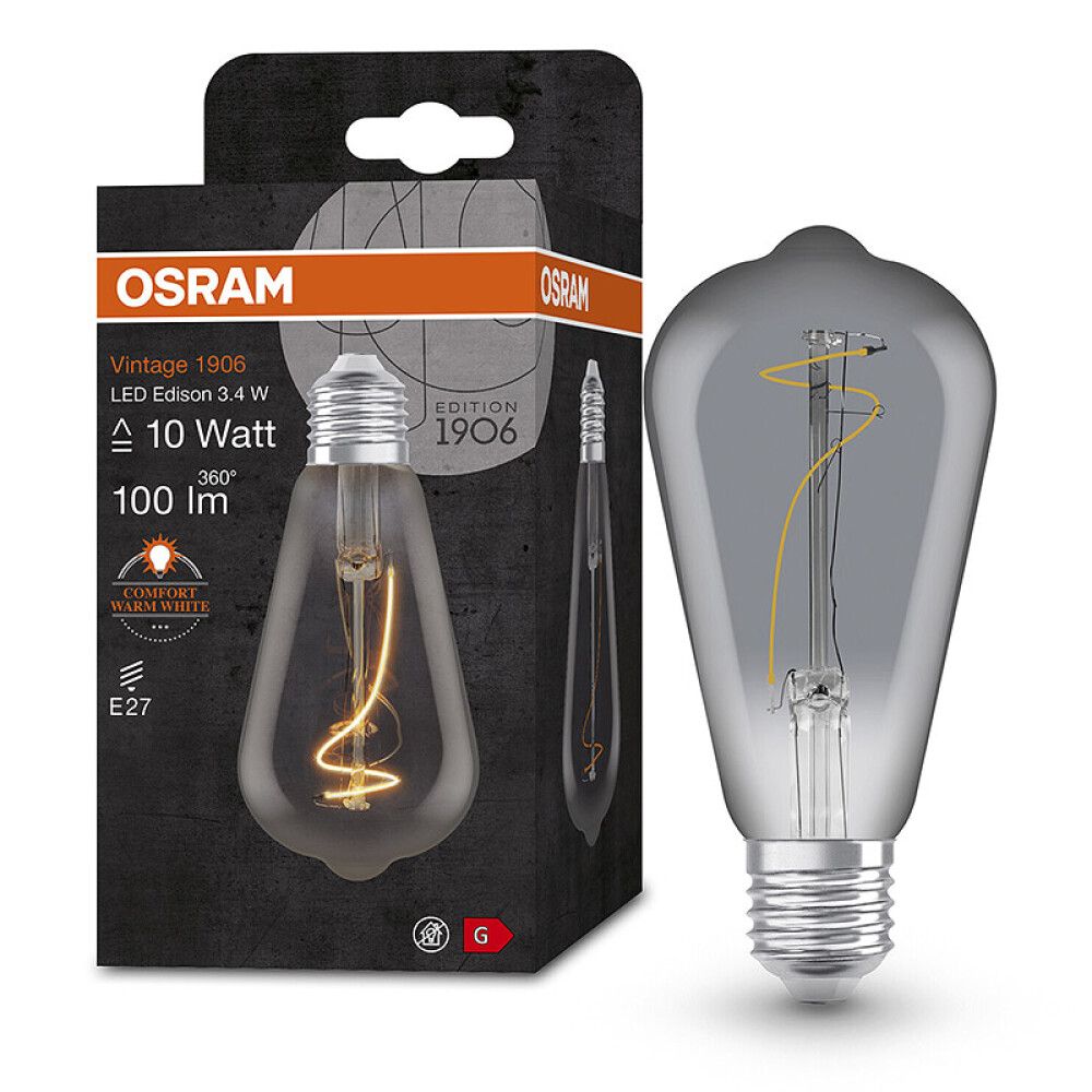 Skrautpera LED E27 1800K Osram 3,4W Ø6,4 mm
