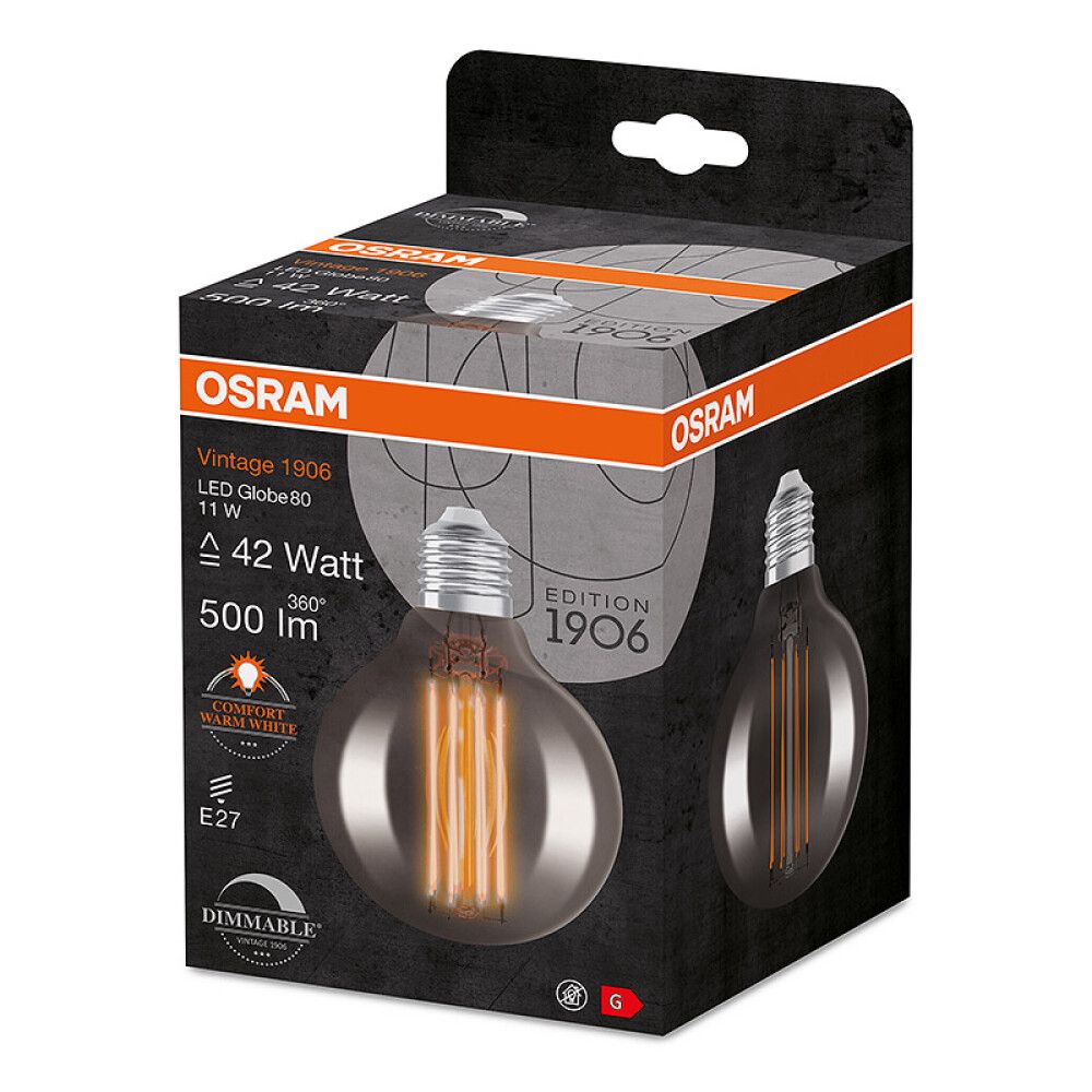 Skrautpera LED E27 1800K Osram 11W Ø8 mm