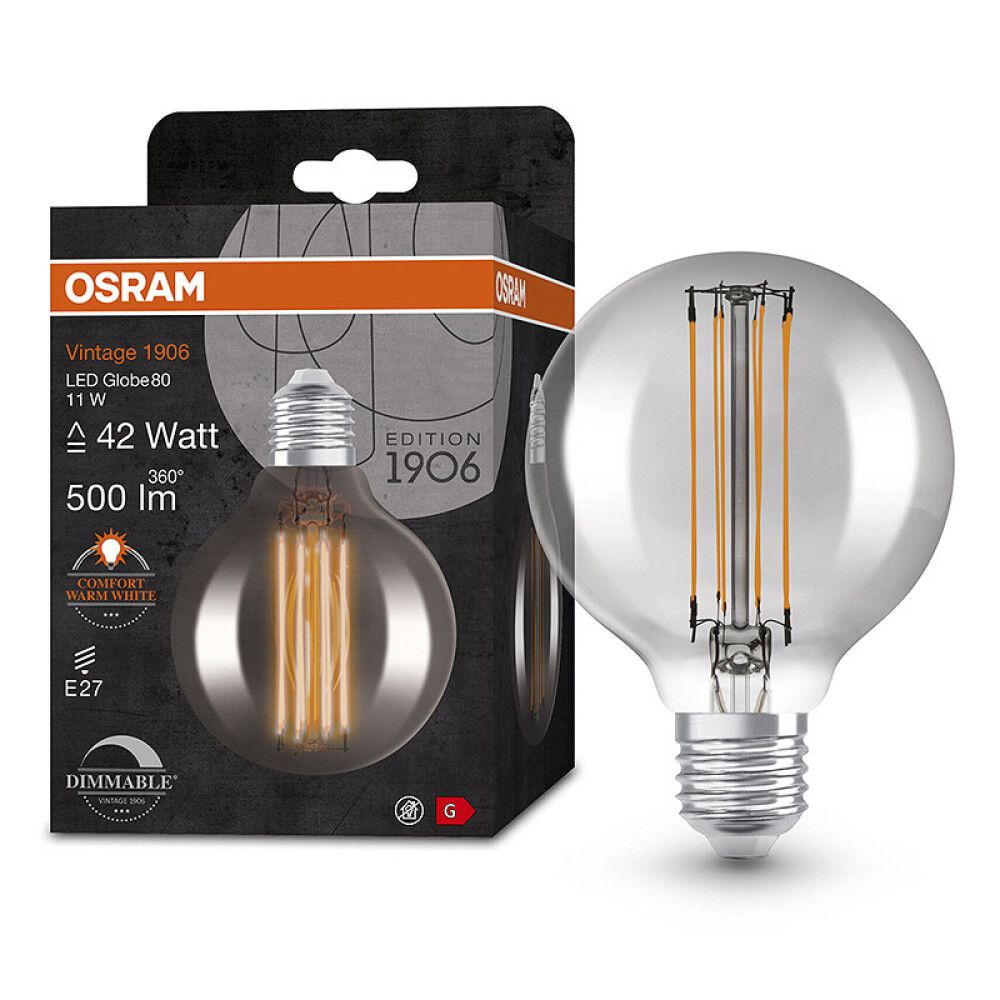 Skrautpera LED E27 1800K Osram 11W Ø8 mm