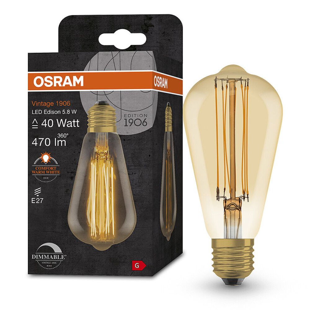 Skrautpera LED E27 2200K Osram 5,8W Ø6,4 mm
