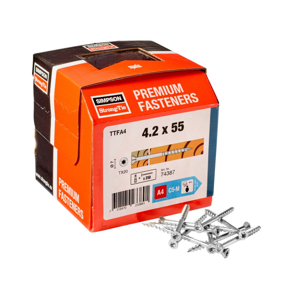 Pallaskrúfur 4,2x55 A4 TX20 250 stk