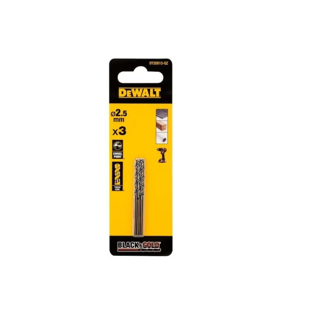 Bor HSS Black & Gold 2,5mm 3stk DeWALT