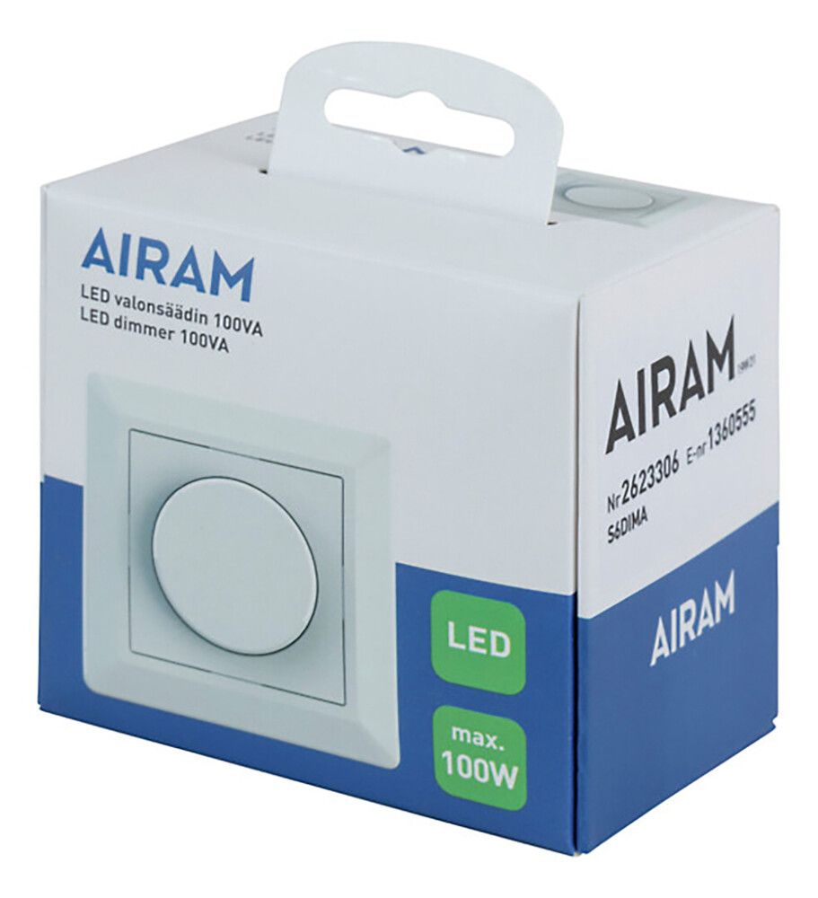 Dimmer snúnings 100W Airam hvítur