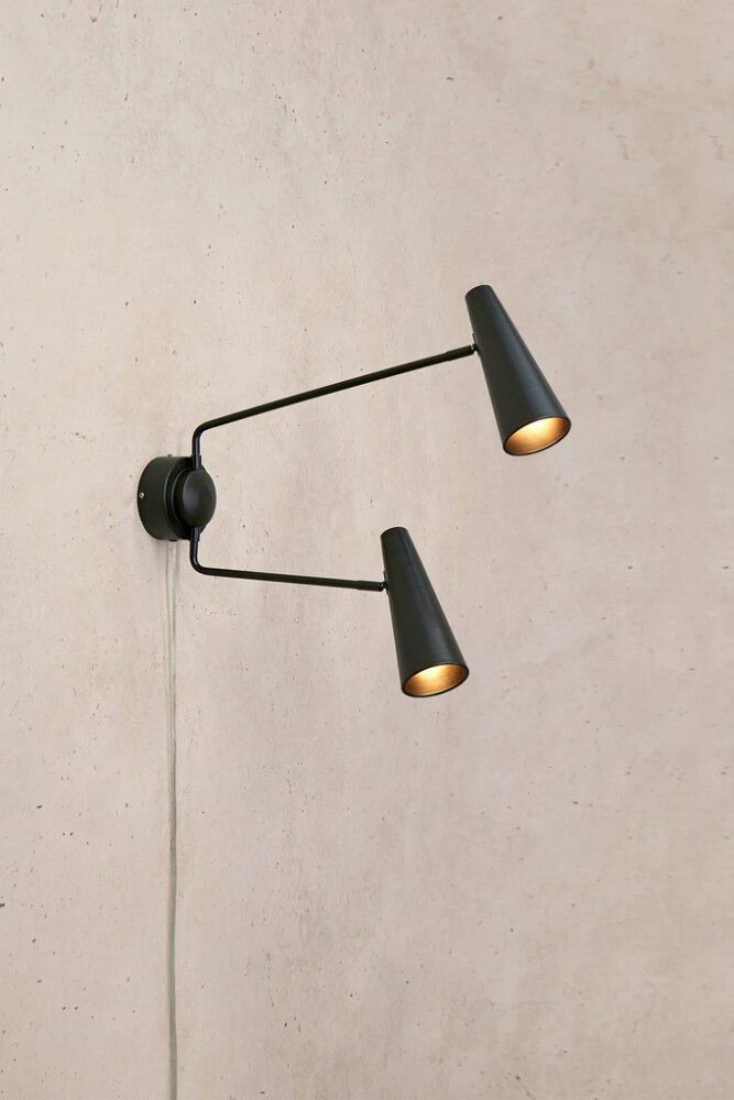 Veggljós 2xE14 Peak Markslöjd svart