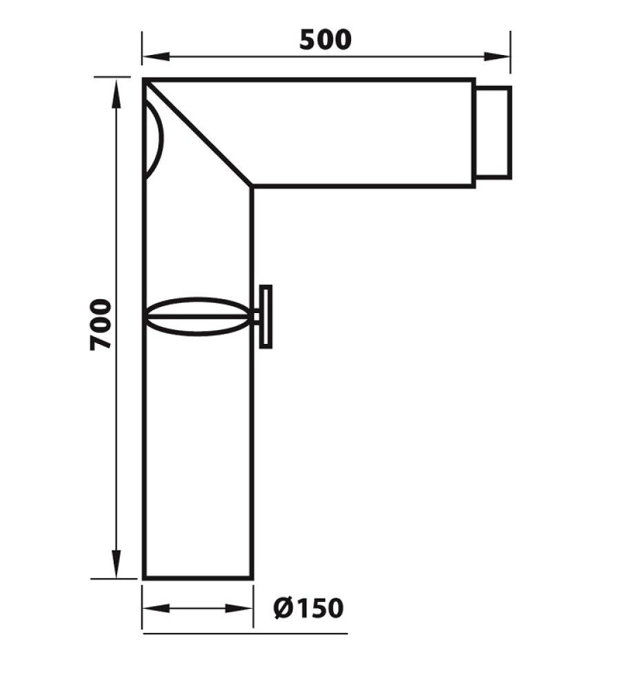 Rör fyrir kamínu 90° 700x500xØ150 mm Aduro svart