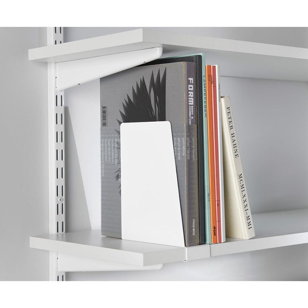 Bókastopp fyrir 18-19 mm hillu Elfa 2stk hvítur