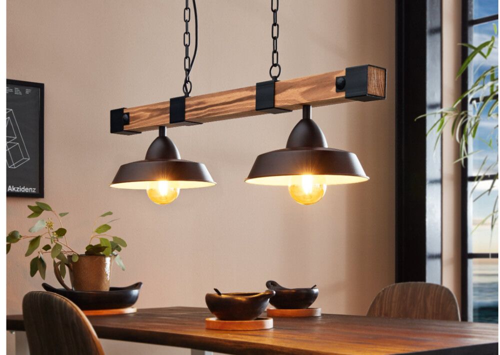 Hangandi ljós E27 Pendant Oldbury 86 cm viður/svart