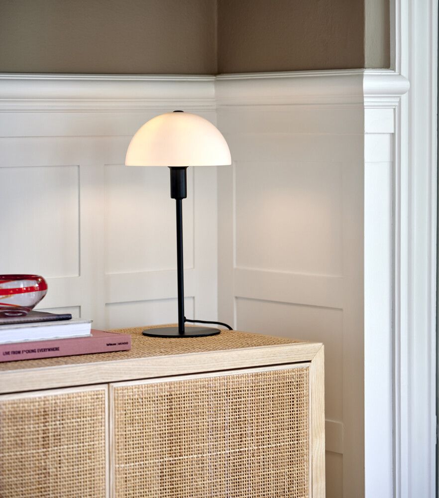 Borðlampi E14 Ellen svartur/ópal Ø20 cm