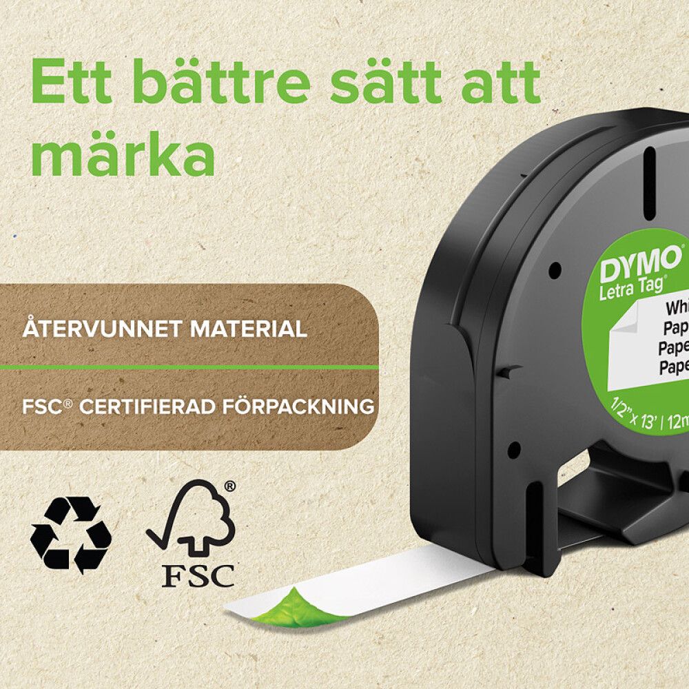 Límmiði plast fyrir LetraTag DYMO 12 mm