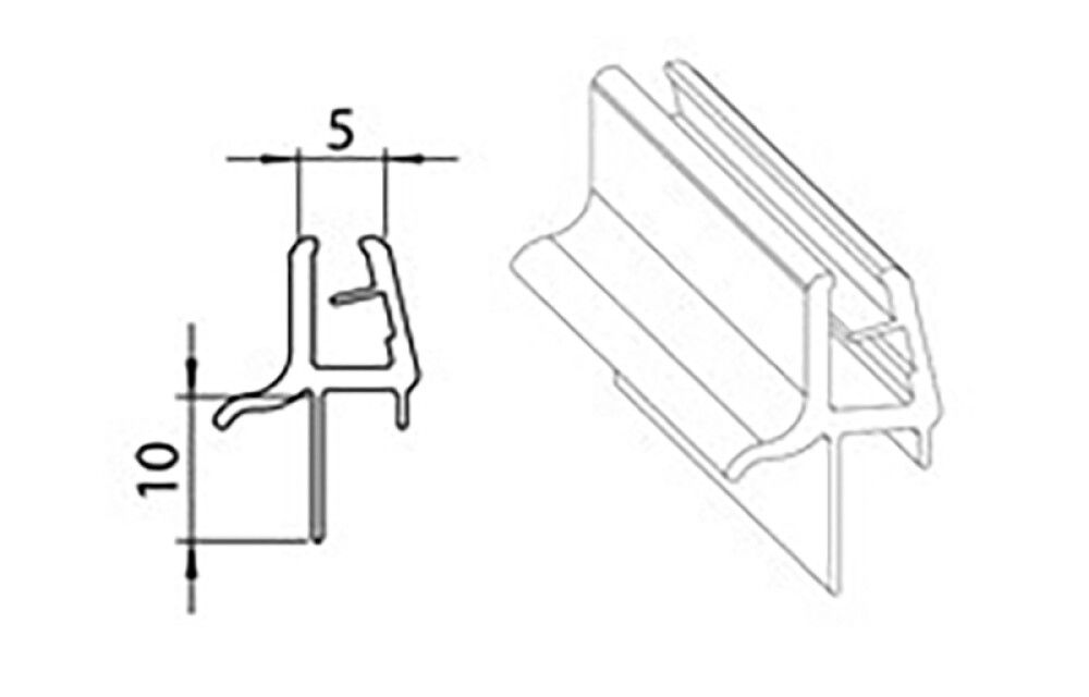 Þéttilisti fyrir sturtugler 5mm 1x200 cm