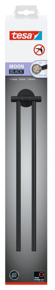 Handklæðaslá 2 armar Tesa Moon svört