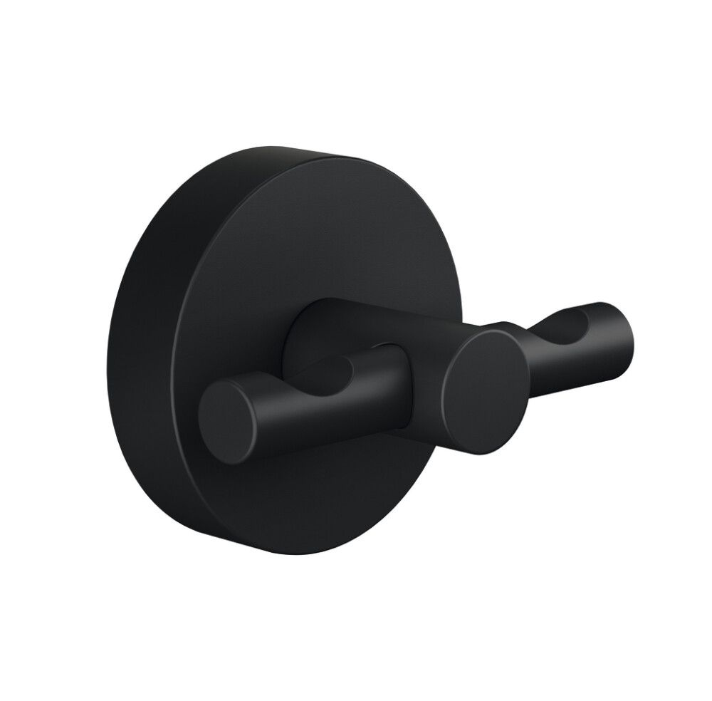 Krókur tvöfaldur Tesa Moon límdur svartur