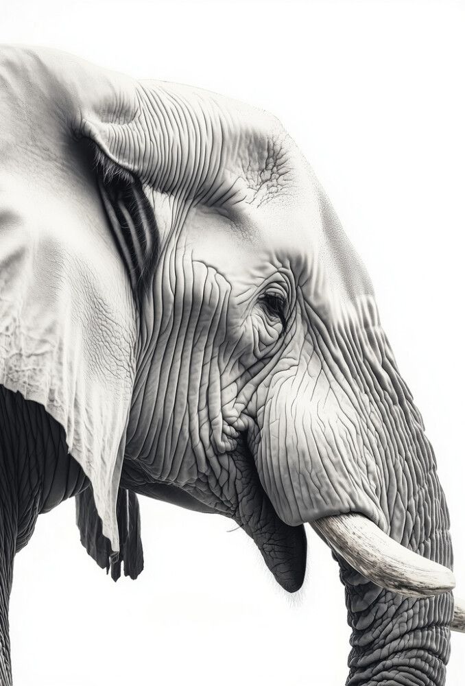 Hljóðvistarmynd fíll svarthvítur 1220x1800x20 mm InEx