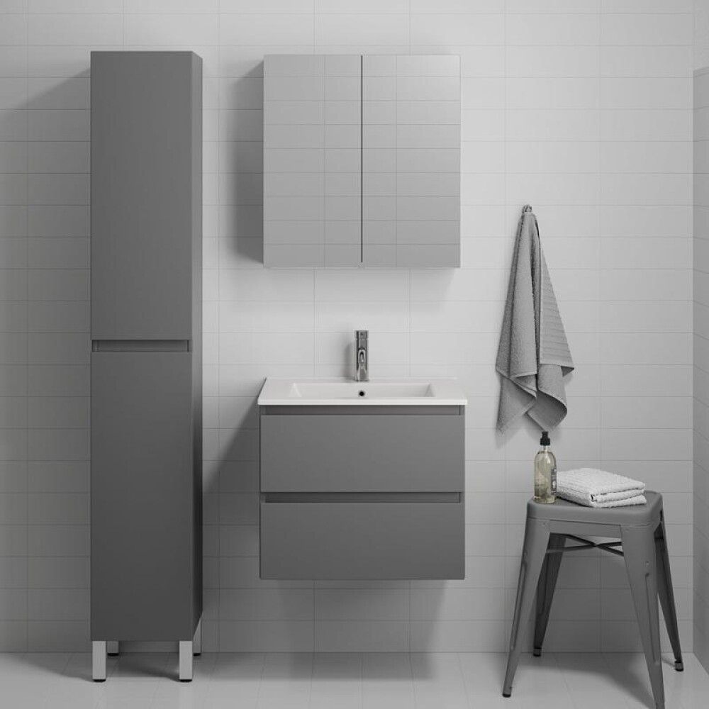 Baðinnrétting með handlaug grá 60 cm Camden Integrated