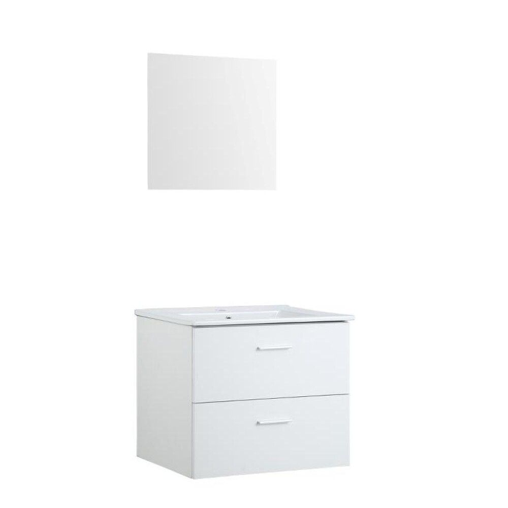 Baðinnrétting með spegil 60cm Bergamo matt hvít