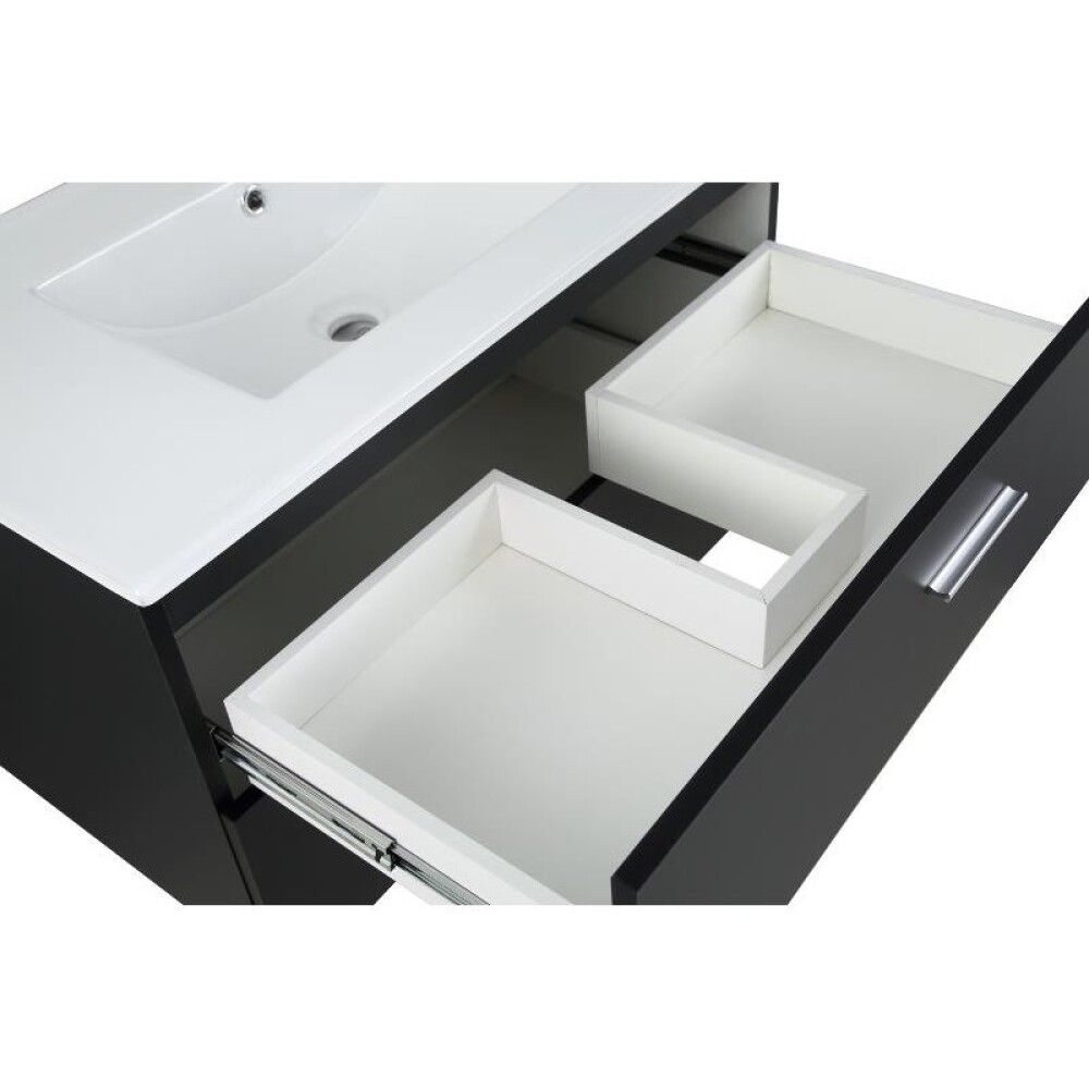 Baðinnrétting með handlaug 60cm Nortiq Bergamo svört