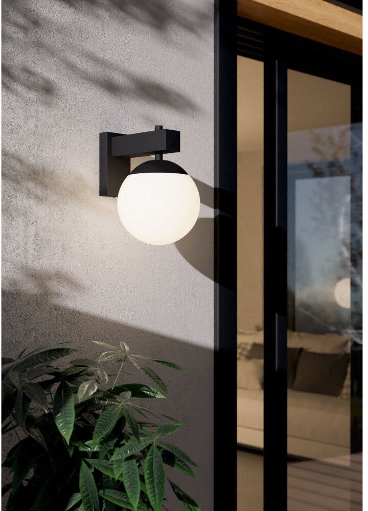 Veggljós E27 Bufalata IP44 svart