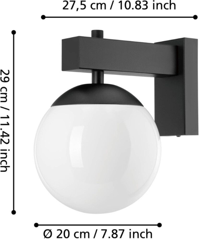 Veggljós E27 Bufalata IP44 svart