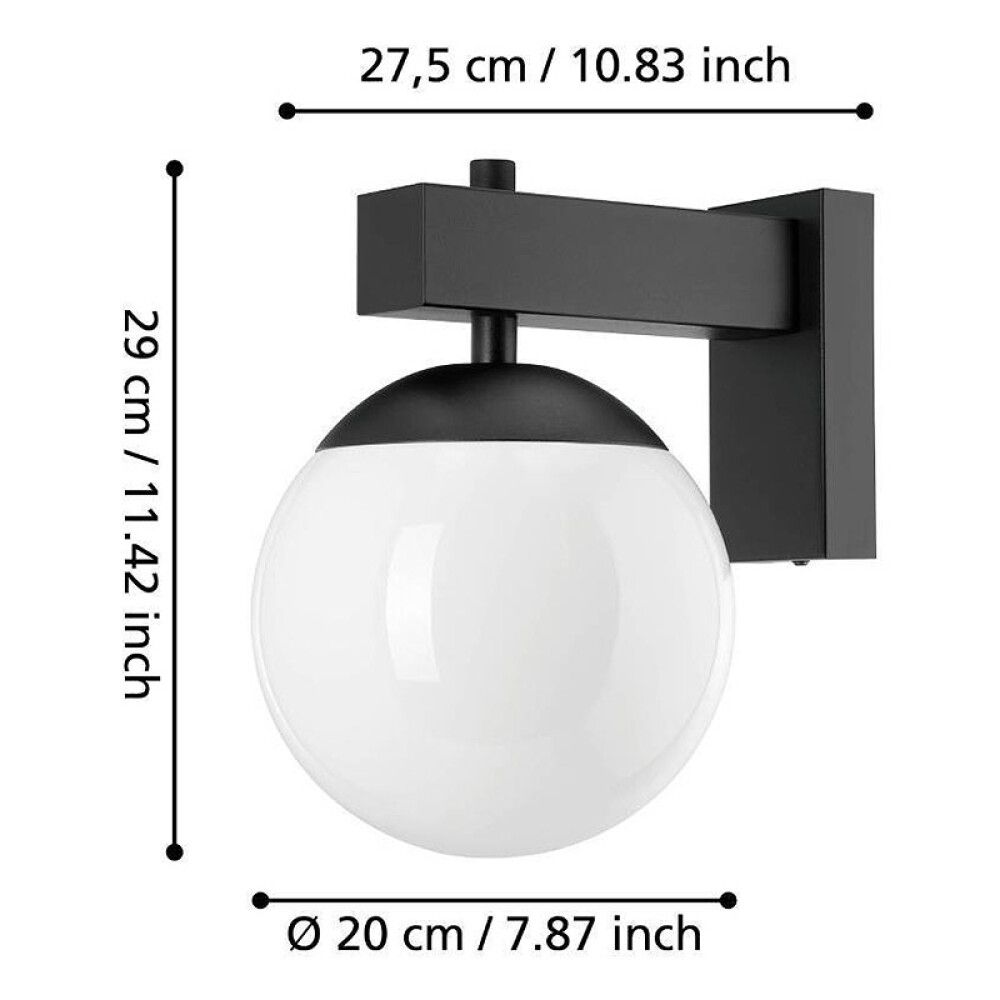 Veggljós E27 Bufalata IP44 svart