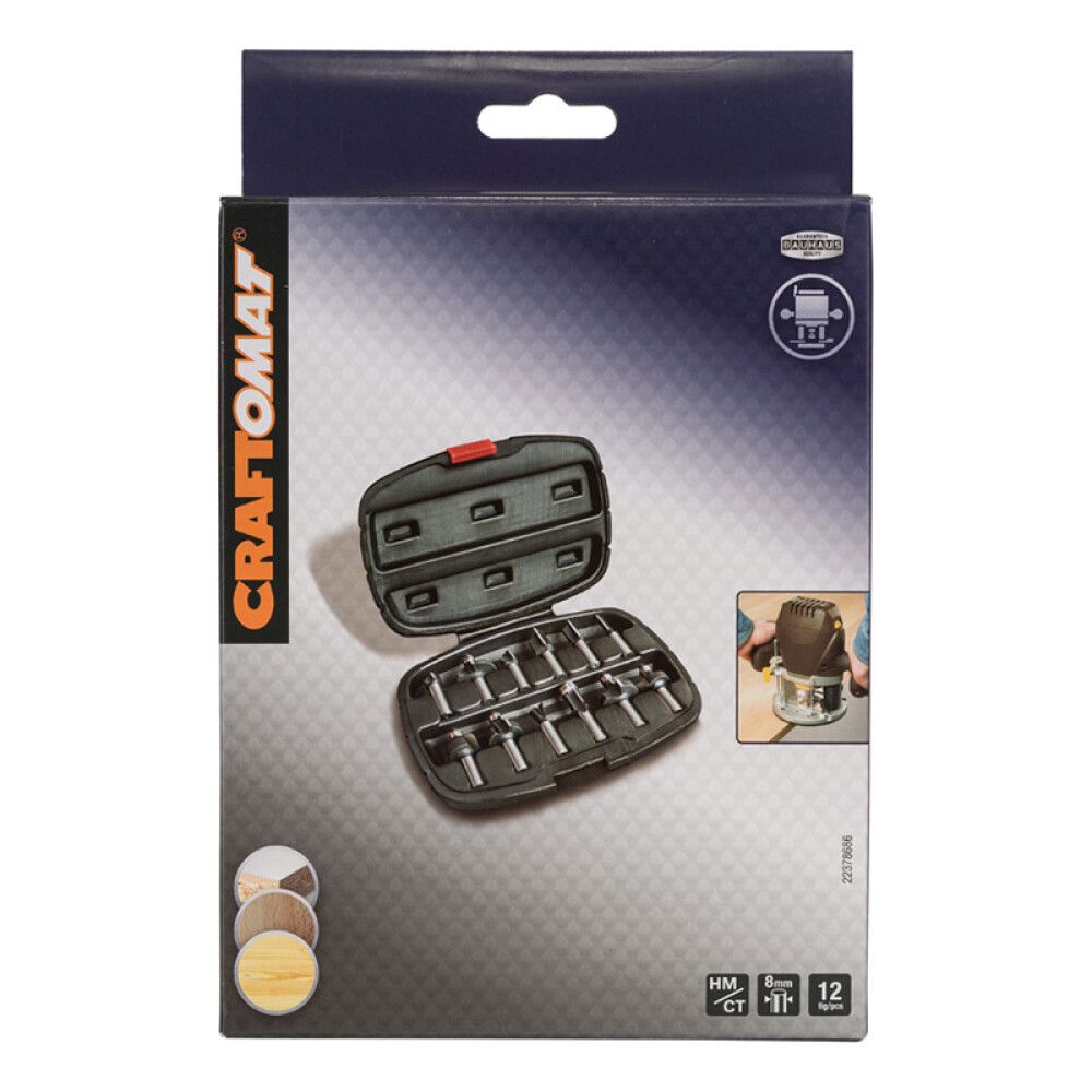 Fræsitennur 8mm Craftomat HM 12stk